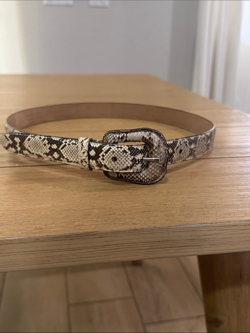 Vintage WCM New York Genuine Python Snake Skin Belt Made in USA Black Ivory